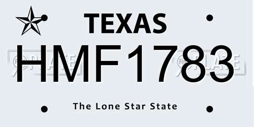 HMF1783 Texas License Plate