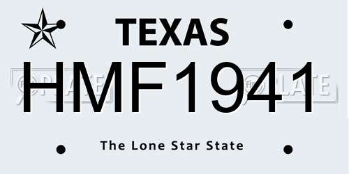 HMF1941 Texas License Plate