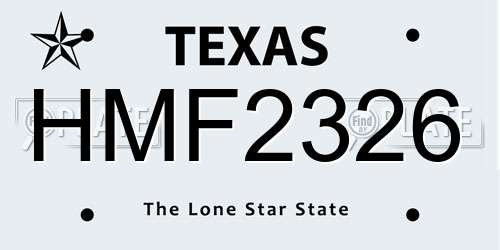 HMF2326 Texas License Plate