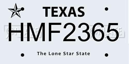 HMF2365 Texas License Plate