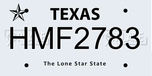HMF2783 Texas License Plate