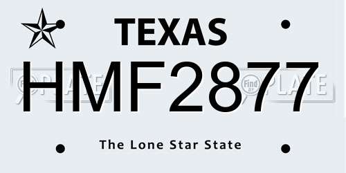 HMF2877 Texas License Plate