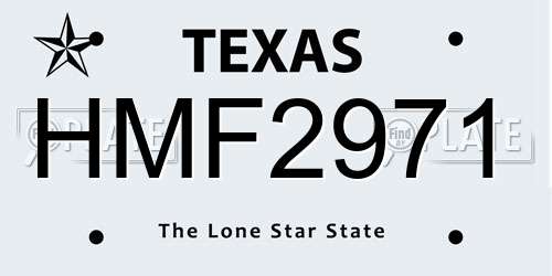HMF2971 Texas License Plate