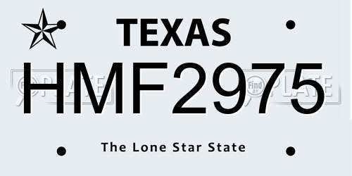 HMF2975 Texas License Plate