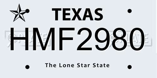 HMF2980 Texas License Plate