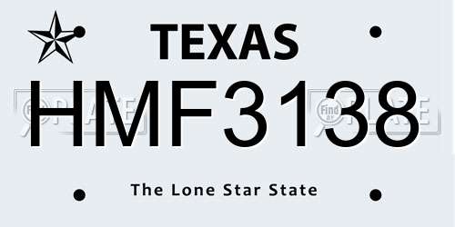 HMF3138 Texas License Plate
