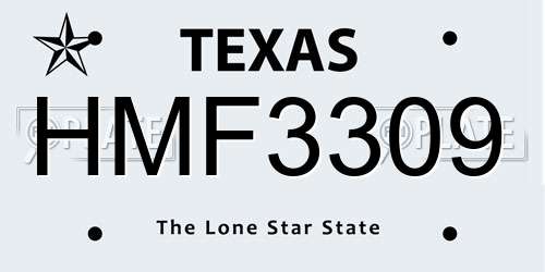 HMF3309 Texas License Plate