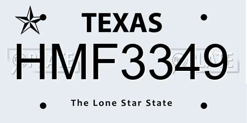 HMF3349 Texas License Plate