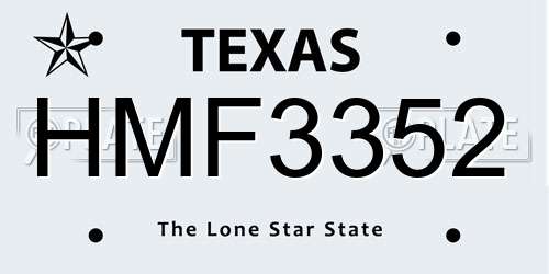 HMF3352 Texas License Plate