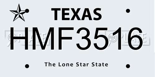 HMF3516 Texas License Plate