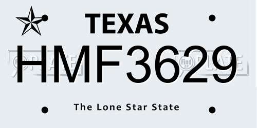HMF3629 Texas License Plate