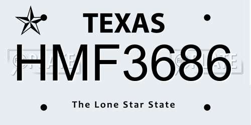 HMF3686 Texas License Plate