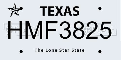 HMF3825 Texas License Plate