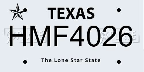 HMF4026 Texas License Plate
