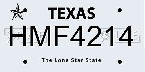HMF4214 Texas License Plate