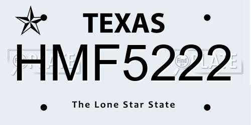 HMF5222 Texas License Plate