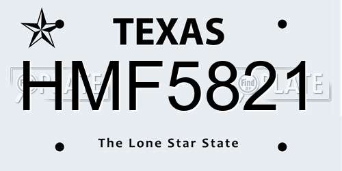 HMF5821 Texas License Plate
