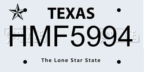 HMF5994 Texas License Plate