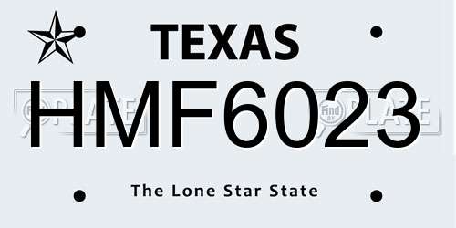 HMF6023 Texas License Plate