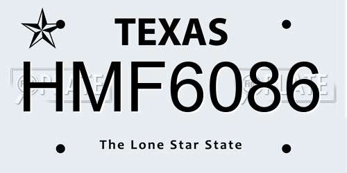 HMF6086 Texas License Plate