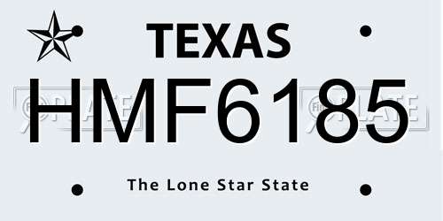 HMF6185 Texas License Plate