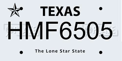 HMF6505 Texas License Plate