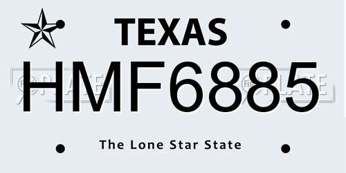 HMF6885 Texas License Plate
