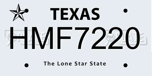 HMF7220 Texas License Plate