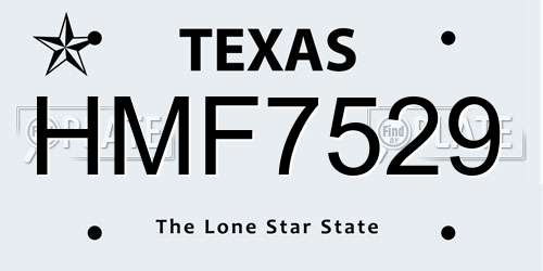 HMF7529 Texas License Plate