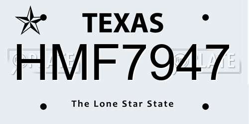 HMF7947 Texas License Plate