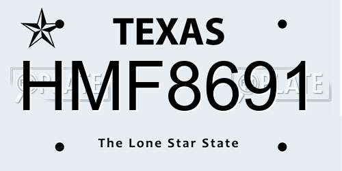 HMF8691 Texas License Plate