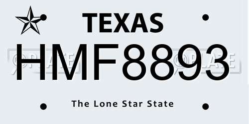 HMF8893 Texas License Plate