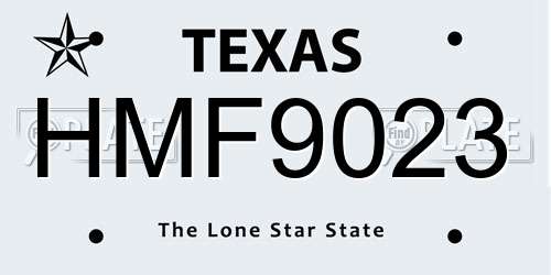 HMF9023 Texas License Plate
