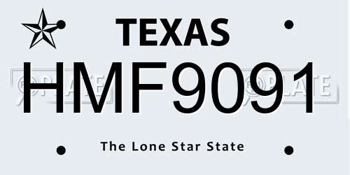 HMF9091 Texas License Plate
