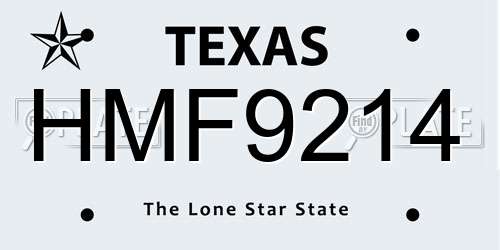 HMF9214 Texas License Plate