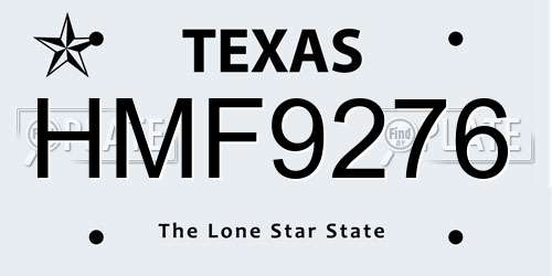 HMF9276 Texas License Plate
