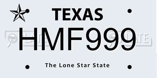 HMF999 Texas License Plate