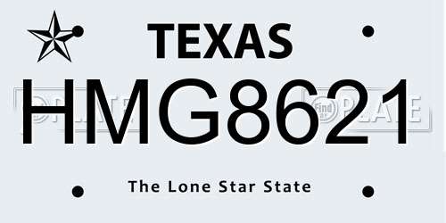 HMG8621 Texas License Plate