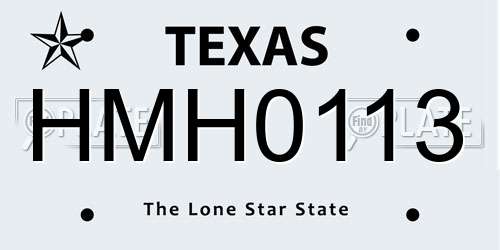 HMH0113 Texas License Plate