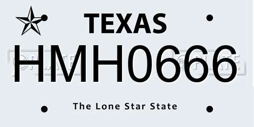 HMH0666 Texas License Plate