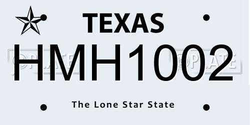 HMH1002 Texas License Plate