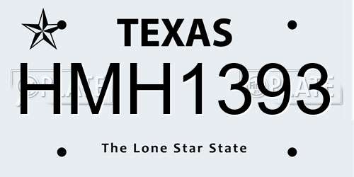 HMH1393 Texas License Plate