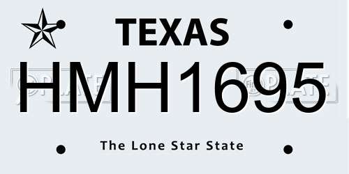 HMH1695 Texas License Plate