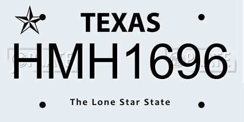 HMH1696 Texas License Plate