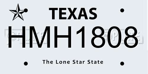 HMH1808 Texas License Plate