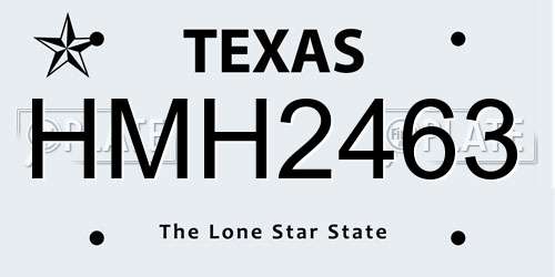 HMH2463 Texas License Plate