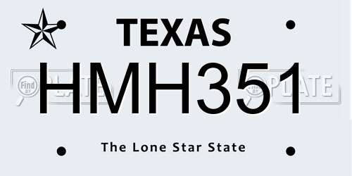 HMH351 Texas License Plate