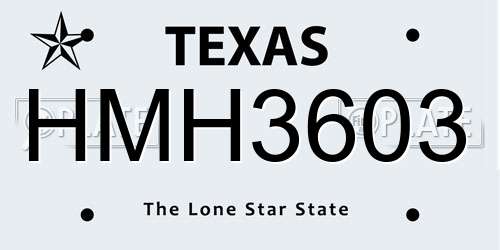 HMH3603 Texas License Plate