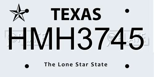 HMH3745 Texas License Plate