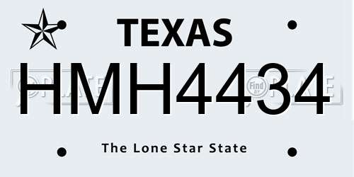 HMH4434 Texas License Plate